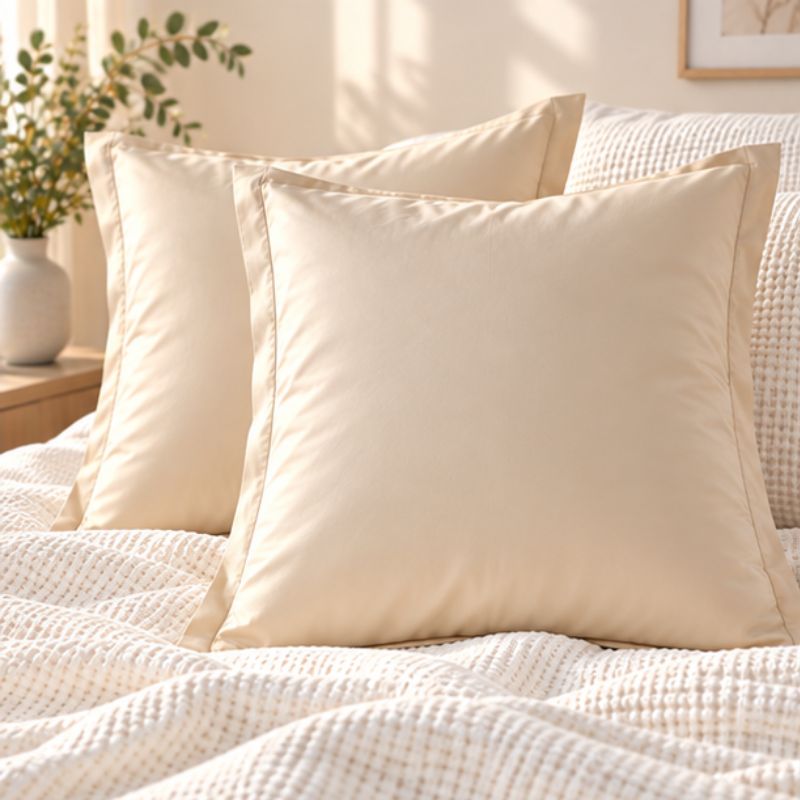 Taie d'oreiller coton égyptien champagne lot de 2