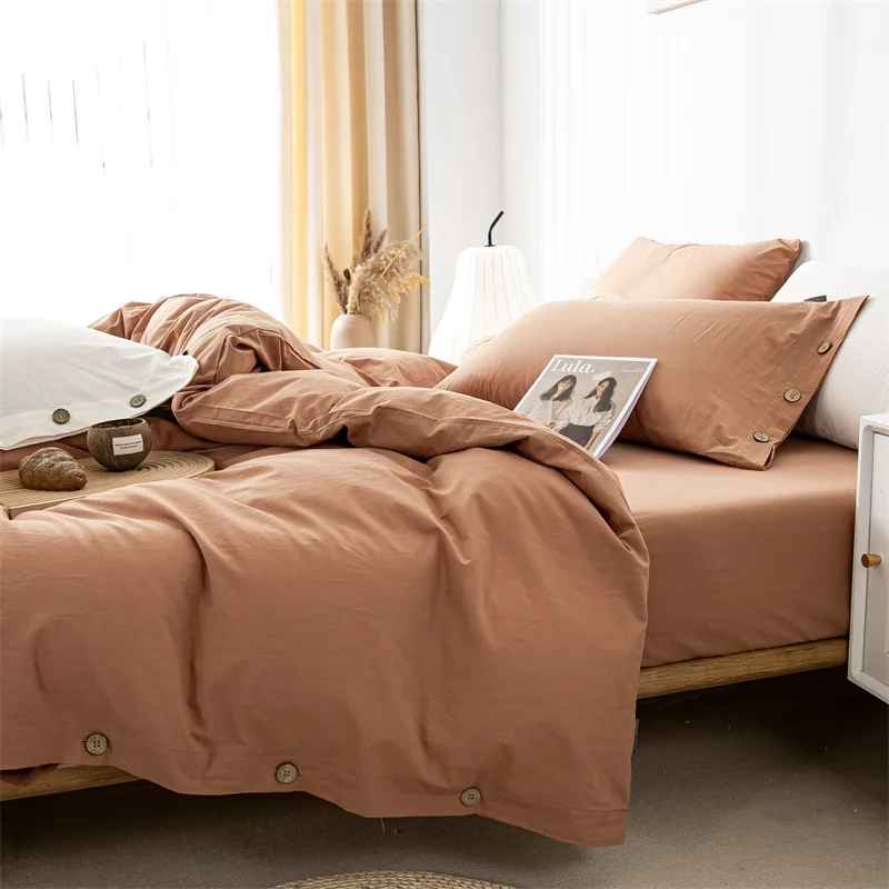 Chambre parure lit brun croissant revue sur lit
