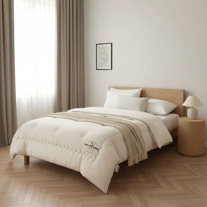 Couette 1 personne chambre blanche avec plaid
