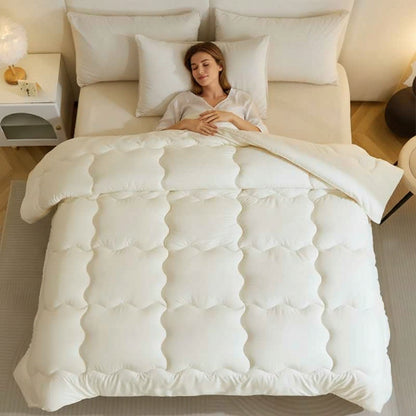 Couette 200x200 jaune chambre femme couchée sereine