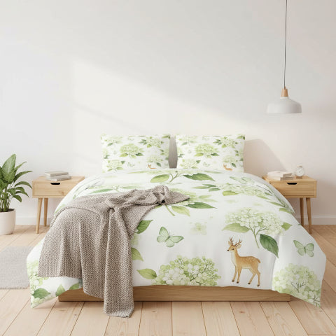 Couette imprimée lit double plaid sur lit