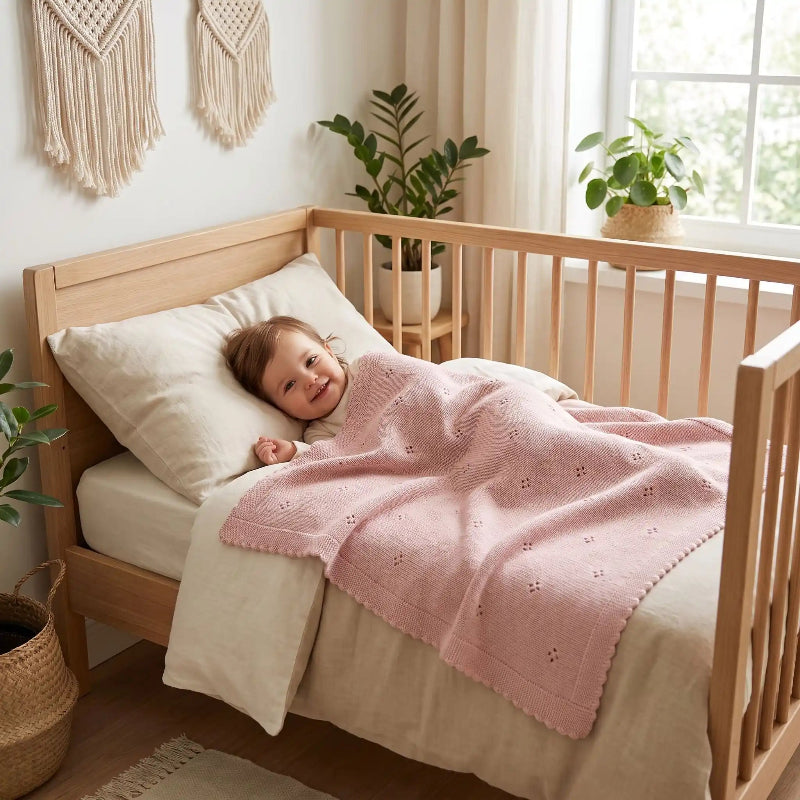 Couverture bébé recouvre enfant couché souriant