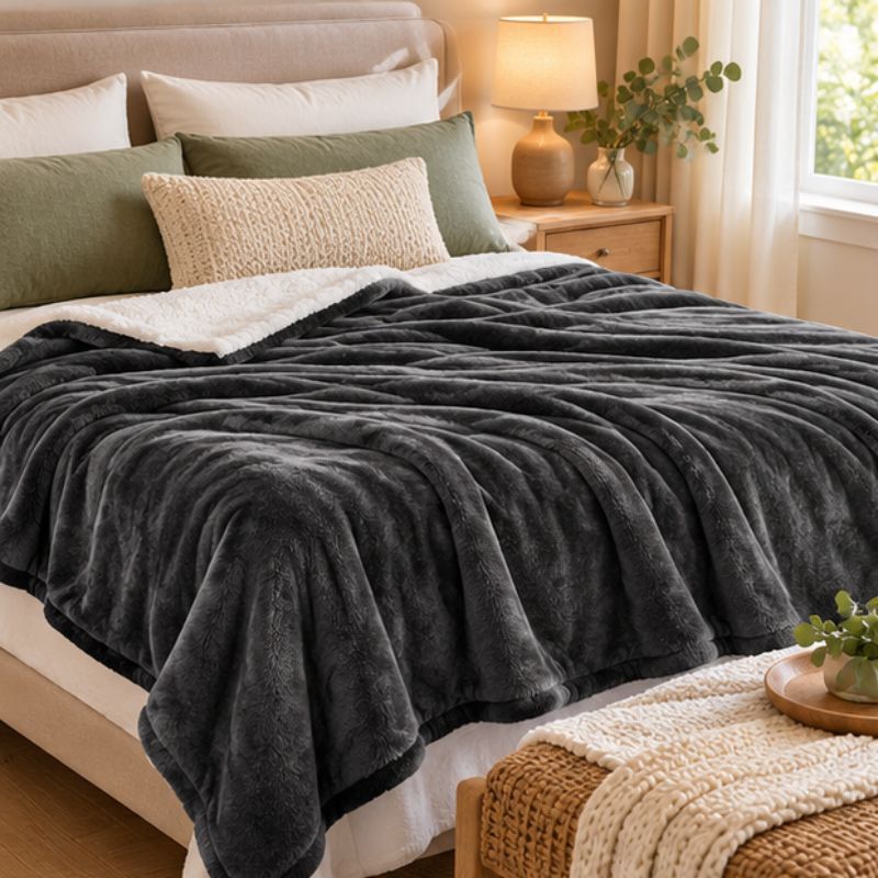 Couverture chauffante grise anthracite 150 x 180 cm