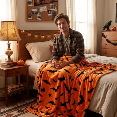 Couverture chauve-souris sur fond orange
