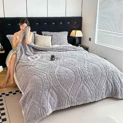 Couvre lit matelassé 3D femme caressant couverture visage
