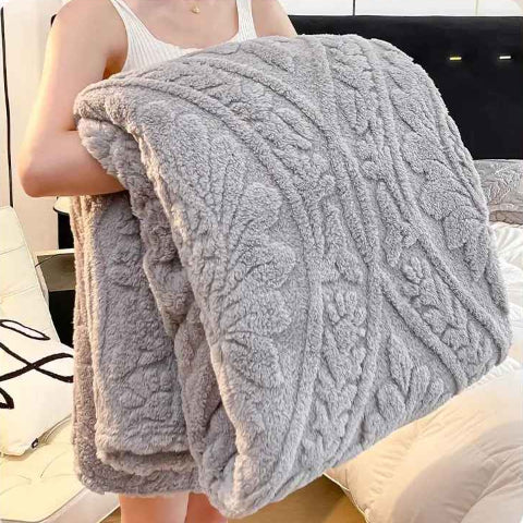 Couvre lit matelassé 3D gris bras tenant couverture