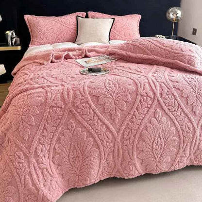 Couvre lit matelassé 3D rose chambre revue coussin