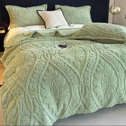 Couvre lit matelassé 3D vert chambre coussin