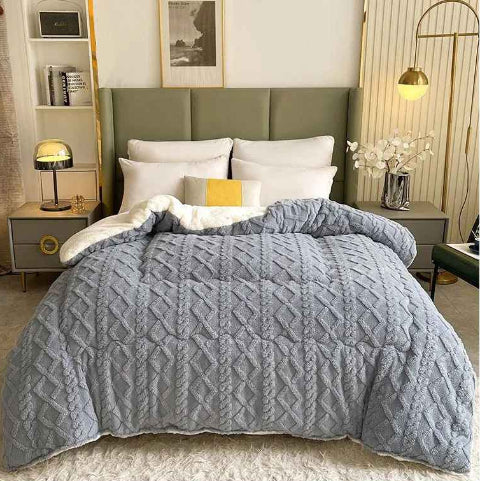 Couvre lit moderne velours laine vue chambre