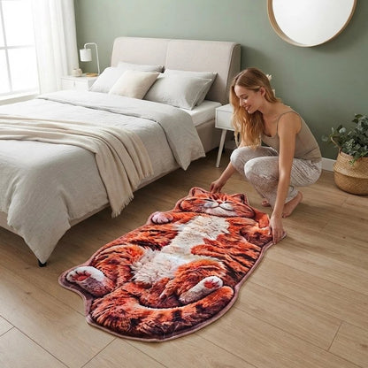 descente-de-lit-tapis-chat-femme-agenouillee