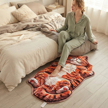 descente-de-lit-tapis-chat-femme-assise