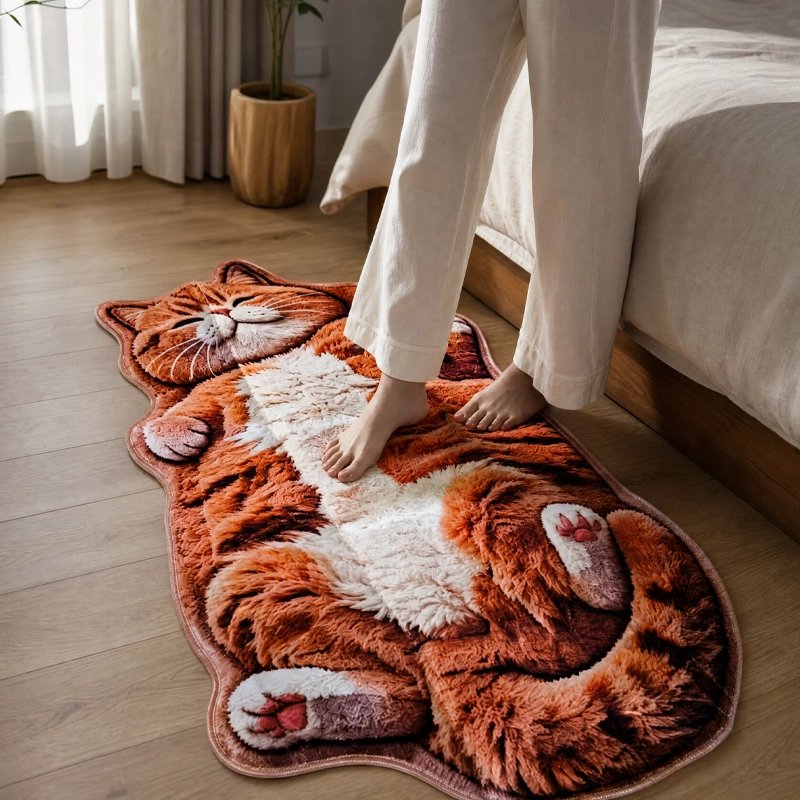 descente-de-lit-tapis-chat-personne-debout