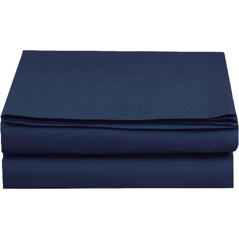 Drap de lit couleur marine plié