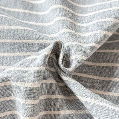 Drap de lit rayures gris blanc vue agrandie