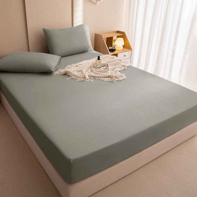 Drap housse 140 x 200 imperméable anti-acariens gris