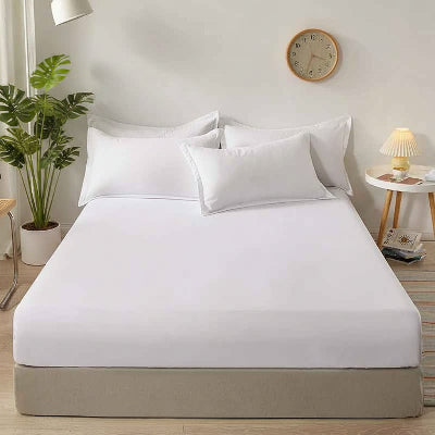 Drap housse 160 x 200 blanc coton naturel-plante-horloge