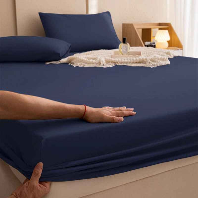 Drap housse 180 x 200 impermeable anti-acariens marine mains