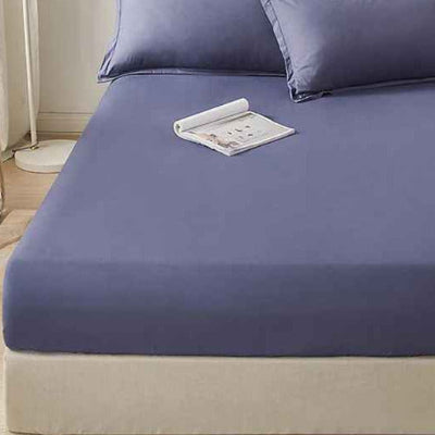 Drap housse 90 x 190 bleu gris coton naturel