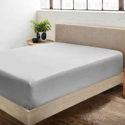 Drap housse 90 x 190 coton égyptien gris épaisseur angle
