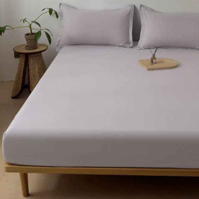Drap housse 90 x 190 gris coton naturel