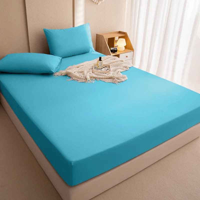 Drap housse 90 x 190 impermeable anti acariens bleu ciel