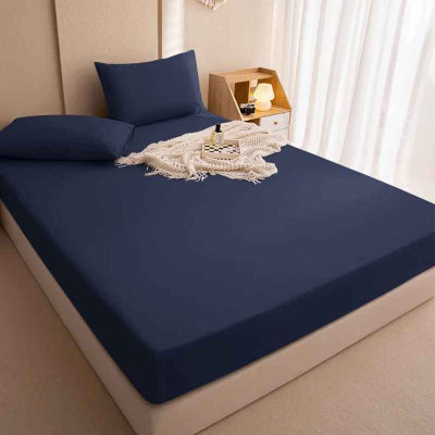 Drap housse 90 x 190 imperméable anti-acariens marine