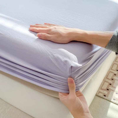 Drap-housse 90 x 190 violet mains fixe coin
