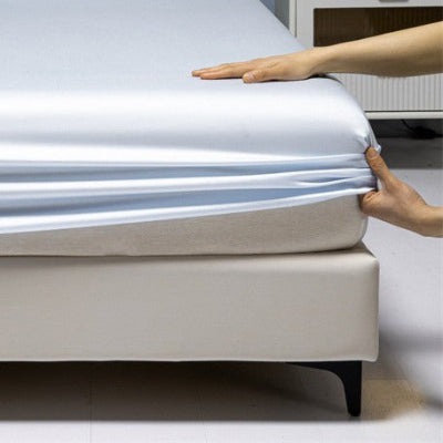Drap housse premium percale bleu brumeux agrandi