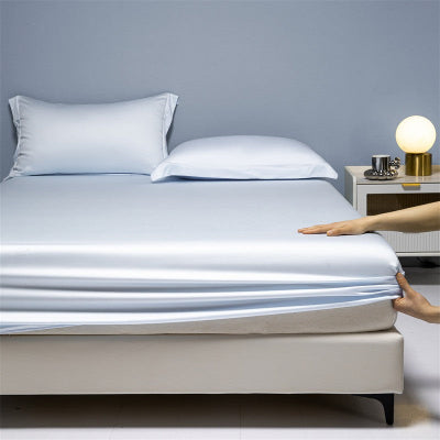 Drap housse premium percale bleu brumeux