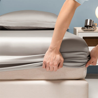 Drap housse premium percale gris des montagnes agrandi