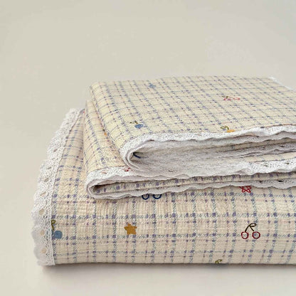 Drap plat 1 personne tartan étoile plié