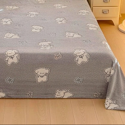 Drap plat 2 personnes gris imprimé chien