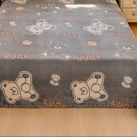 Drap plat 2 personnes gris imprimé nounours