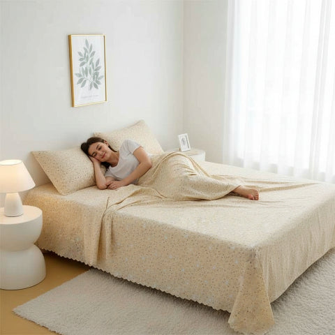 Drap plat 2 personnes imprimé femme couchée apaisée