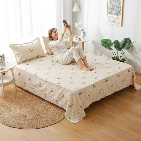 Drap plat 2 personnes imprimé femme prend selfie