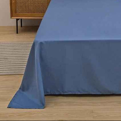 Drap plat bleu denim chambre vue agrandit