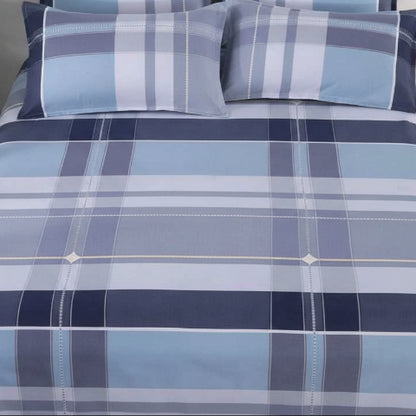 Draps de lit imprimés rayures gris bleu noir