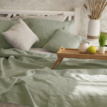 Draps lin lavé français matcha latte avec plateau