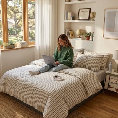 Housse de couette 220x240 fille assise lit portable