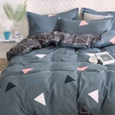 Housse de couette 220 x 240 géométries colorées lignées gris zoom
