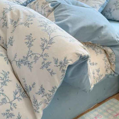 Housse de couette 220 x 240 réversible feuillage bleu agrandi