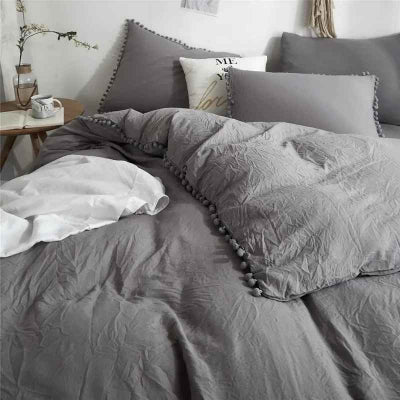 Housse de couette 240 x 260 Boho gris lit défait