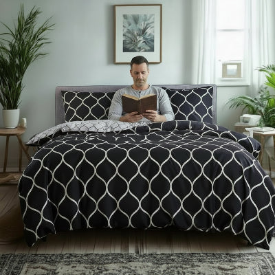 Housse de couette 240 x 260 homme assis lecture