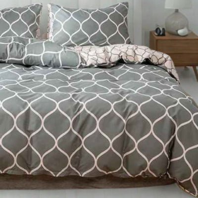 Housse de couette 240 x 260 Ogee gris blanc réversible