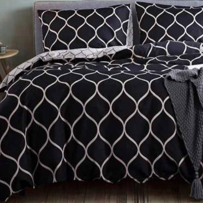 Housse de couette 240 x 260 Ogee noir blanc réversible
