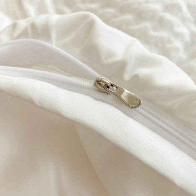 Housse de couette 240 x 260 Seersucker blanc vue fermeture éclair