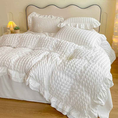Housse de couette 240 x 260 Seersucker blanche vue face