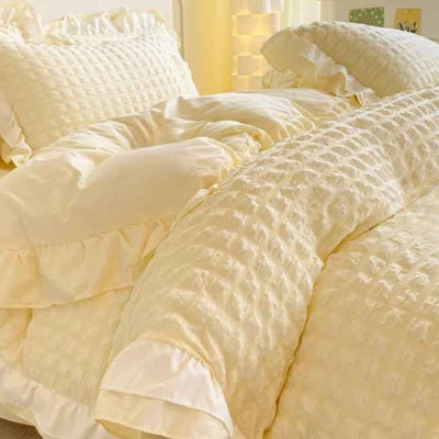 Housse de couette 240 x 260 Seersucker jaune vue côté