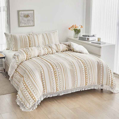 Housse de couette 260 x 240 bohème ignée café vue angle
