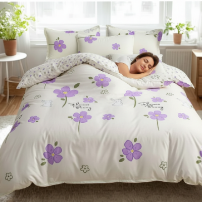 Housse de couette en 220 x 240 réversible femme couchée côté